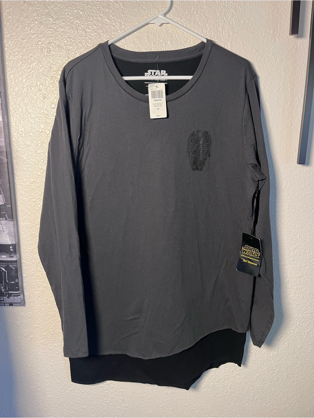 Star Wars Men's Long Sleeve Dark Gray Graphic Tee by Hot Topic L